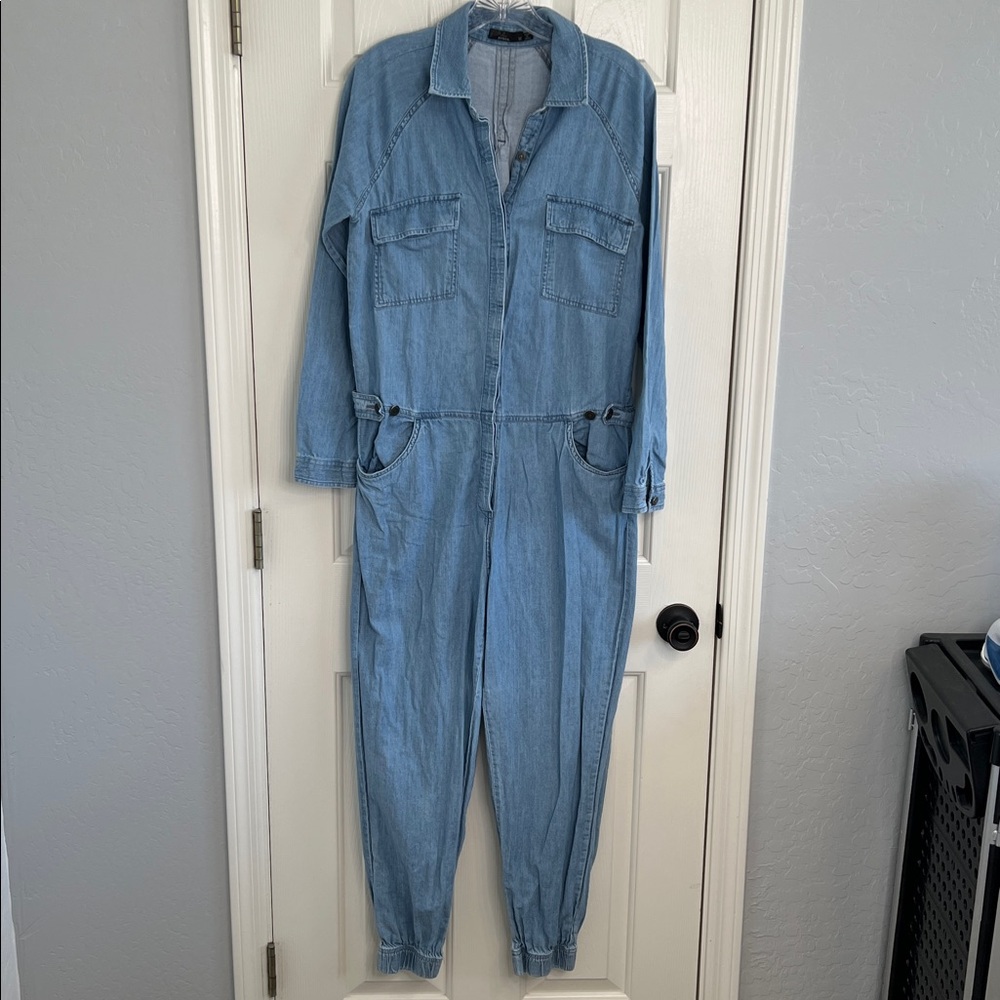Prana Penderbrook jumpsuit light blue chambray Tencel size medium - Picture 3 of 12